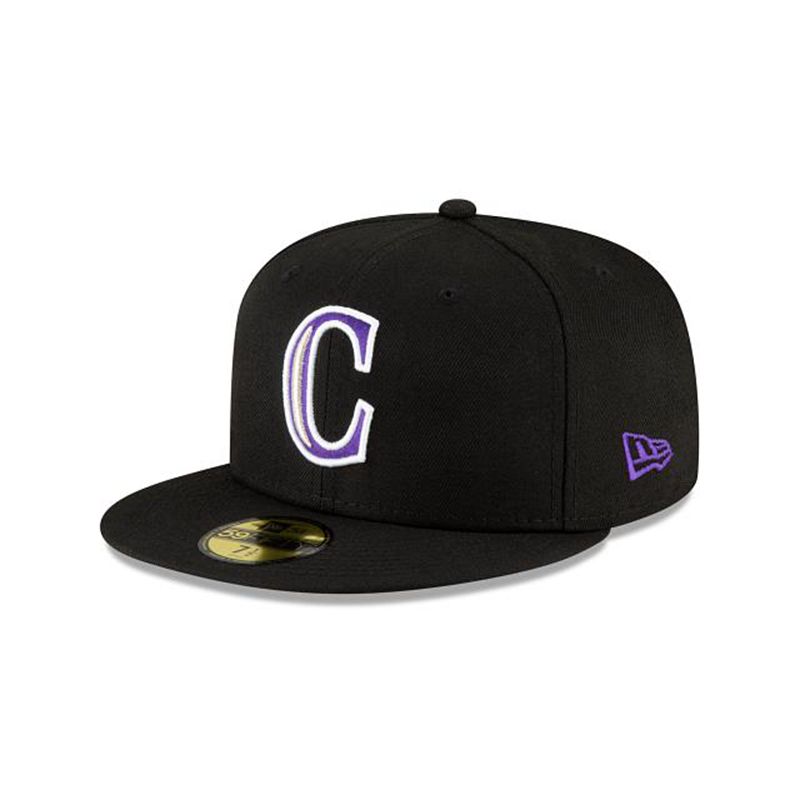 MLB Colorado Rockies Ligature 59Fifty Fitted (CZV7953) - Black New Era Caps